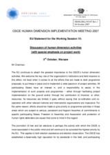 European Union statement on the OSCE's human dimension activities