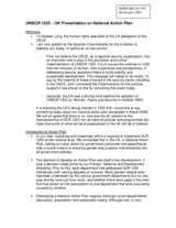 UNSCR 1325 - UK Presentation on National Action Plan