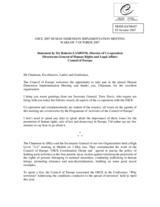 Statement by Mr. Roberto Lamponi, Director of Co-operation, Directorate General of Human Rights and Legal Affairs