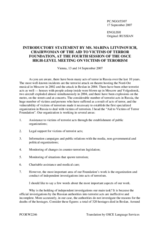 Introductory Statement by Ms. Litvinovich, Aid to Victims of Terror Foundation