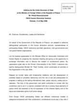 Address by the Under-Secretary of State   at the Ministry of Foreign Affairs of the Republic of Poland Mr. Witold Waszczykowski