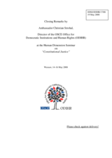 Closing Remarks by Ambassador Christian Strohal, Director of the ODIHR
