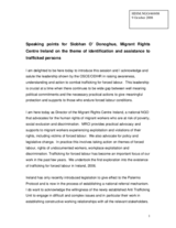 Speaking points for Ms Siobhan O'Donoghue