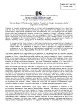 Contribution on 'Fundamental freedoms - Freedom of thought, conscience or belief Legislative developments'
