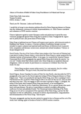 Statement on 'Abuses of freedom of belief of Falu Gong Followers in Poland and Europe'