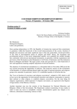 Statement by Ms.Karine Soudjian on freedom of religion