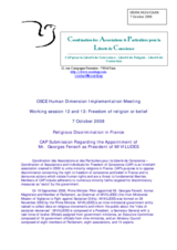 Statement on 'Religious Discrimination in France'