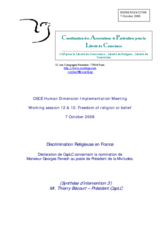 Contribution on religious discrimination in France
