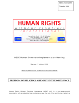 Contribution on 'Freedom of Religious Assembly in the OSCE Space