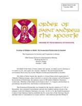 Contribution on 'Freedom of Religion or Belief: The Ecumenical Patriarchate in Istanbul'