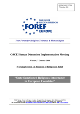 Written contribution on 'State Sanctioned Religious Intolerance in European Countries'