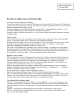 Statement on 'Freedom of religion a precious human right'