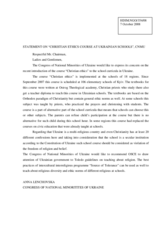 Statement on 'Christian ethics course in Ukrainian schools'