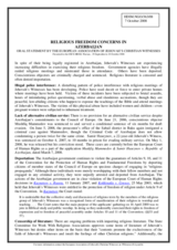 Statement on 'Religious concerns in Azerbaijan'