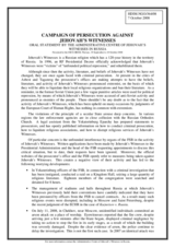 Statement on 'Campaign of persecution against Jehova Witnesses'