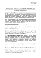 Statement on 'Religious freedom concerns in Kazakhstan'
