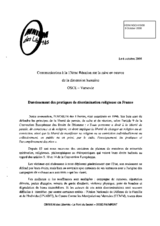 Contribution on freedom of religion