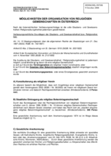 Statement on the structure of recognition of religious organizations