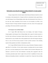 Information concerning the legal proceedings initiated by Georgia against Russia