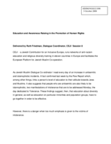 Contribution on 'Religious Diversity and Education and Awareness Raising in the Promotion of Human Rights'