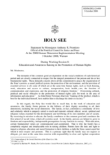 Intervention on Education and Awareness Raising in the Promotion of Human Rights