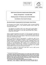 Written contribution on 'Non-discrimination as guaranteed by the European Social Charter'