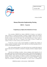 Contribution on 'Toughening up religious discrimination in France'