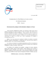 Contribution on 'Toughening up religious discrimination in France' (fr)