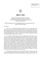 Statement on 'Combating Hate Crimes Against Christians and Members of Other Religions'