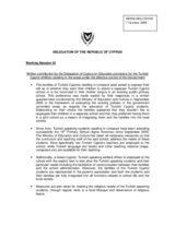 Contribution on 'Education provisions for the Turkish Cypriot children residing in the areas under the effective control of the Government'