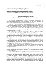 Contribution on Measures undertaken in Ukraine for combating racism, xenophobia and discrimination