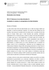 Statement on combating rasism, xenophobia and discrimination