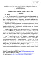 Statement on the Situation of general democratic processes in Latvia in 2008