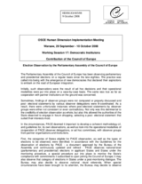 Written contribution on Election Observation by the Parliamentary Assembly of the Council of Europe