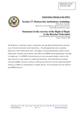 Statement in exercise of the Right of Reply to the Russian Federation