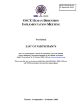 Provisional List of participants