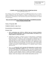 Compilation of written recommendations covering Working Sessions 1-3