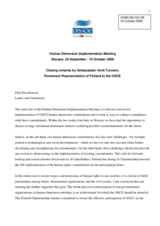 Closing remarks by Ambassador Antti Turunen