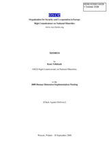 Address by Ambassador Knut Vollebaek