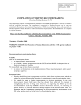 Compilation of written recommendations - Working Sessions 16-17