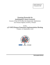 Opening Plenary Session, Human Dimension Implementation Meeting Opening Plenary Session, Human Dimension Implementation Meeting