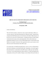 Statement on Freedom of Expression, free media and information