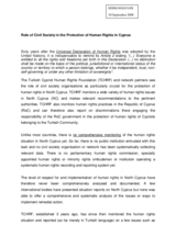 Statement on 'the Role of Civil Society in the Protection of Human Rights in Cyprus'