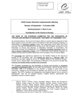 Written contribution on the work of the European Committee for the Prevention of Torture and Inhuman and Degrading Treatment or Punishment