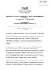 Statement on prevention of torture, protection of human rights and prevention of torture