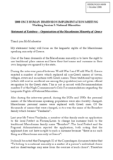 Statement on linguistic rights of the Macedonian speaking minority of Greece