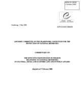 Commentary on the effective participation of persons belonging to national minorities