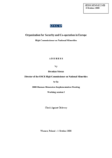 Address by Mr. Brendan Moran