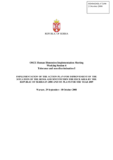 Contribution on Implementation of the Action Plan for Improvement of the Situation of the Roma and Sinti by the Republic of Serbia
