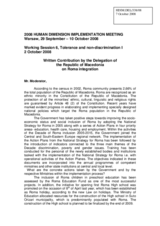 Written contribution on Roma integration